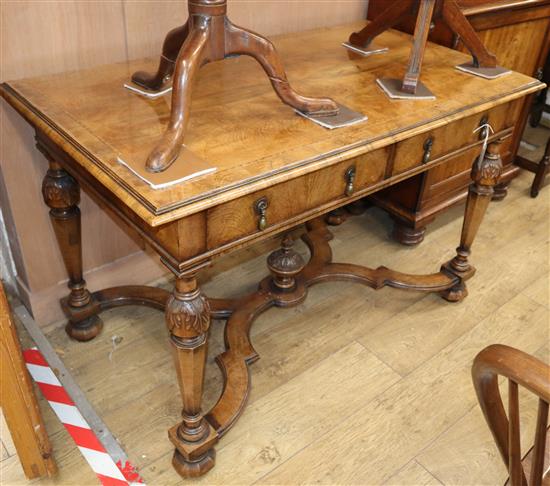 A William and Mary style walnut side table W.122cm